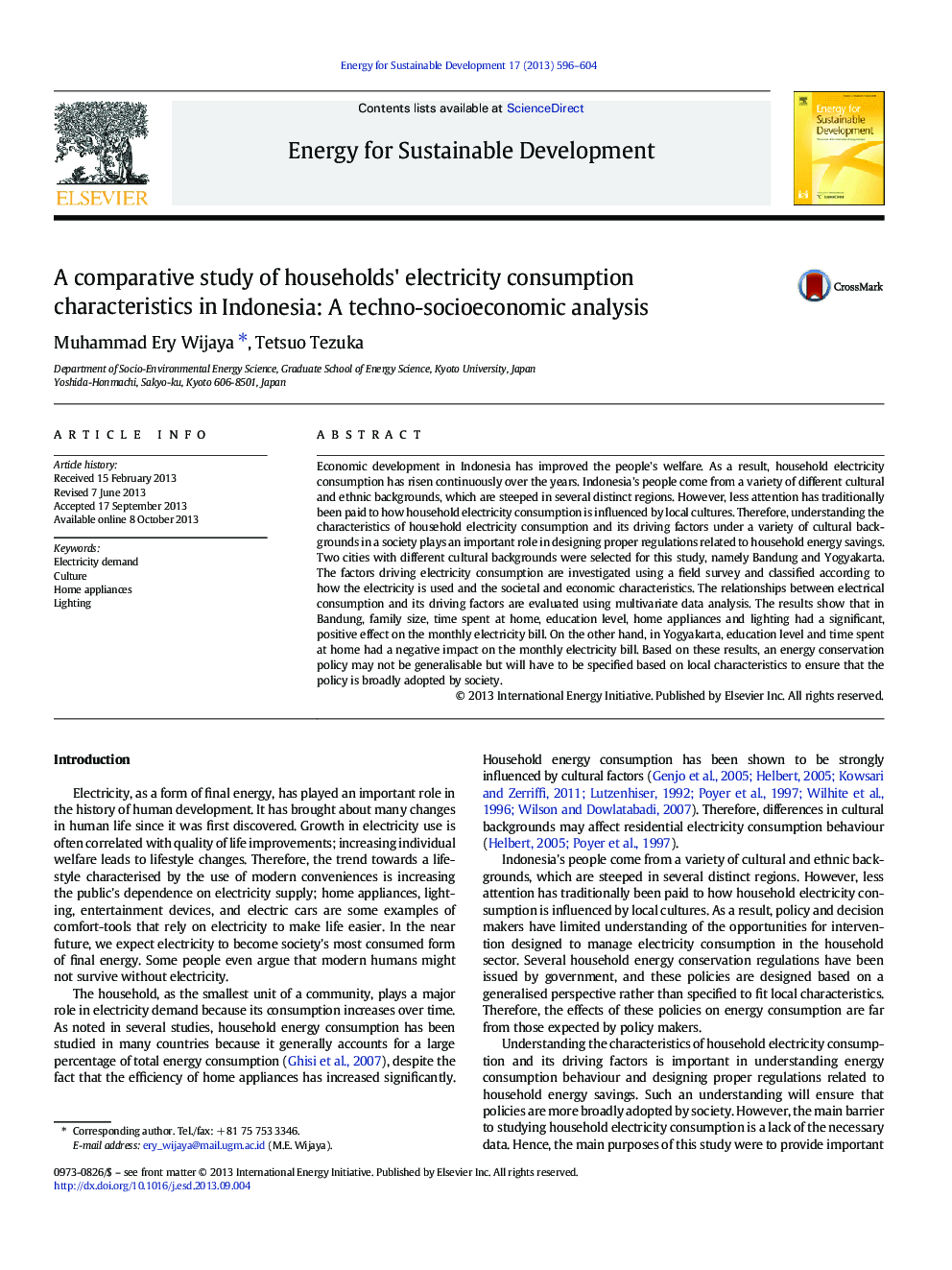 A comparative study of households' electricity consumption characteristics in Indonesia: A techno-socioeconomic analysis