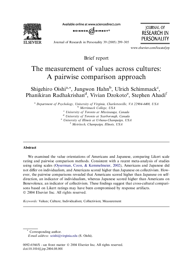 The measurement of values across cultures: A pairwise comparison approach