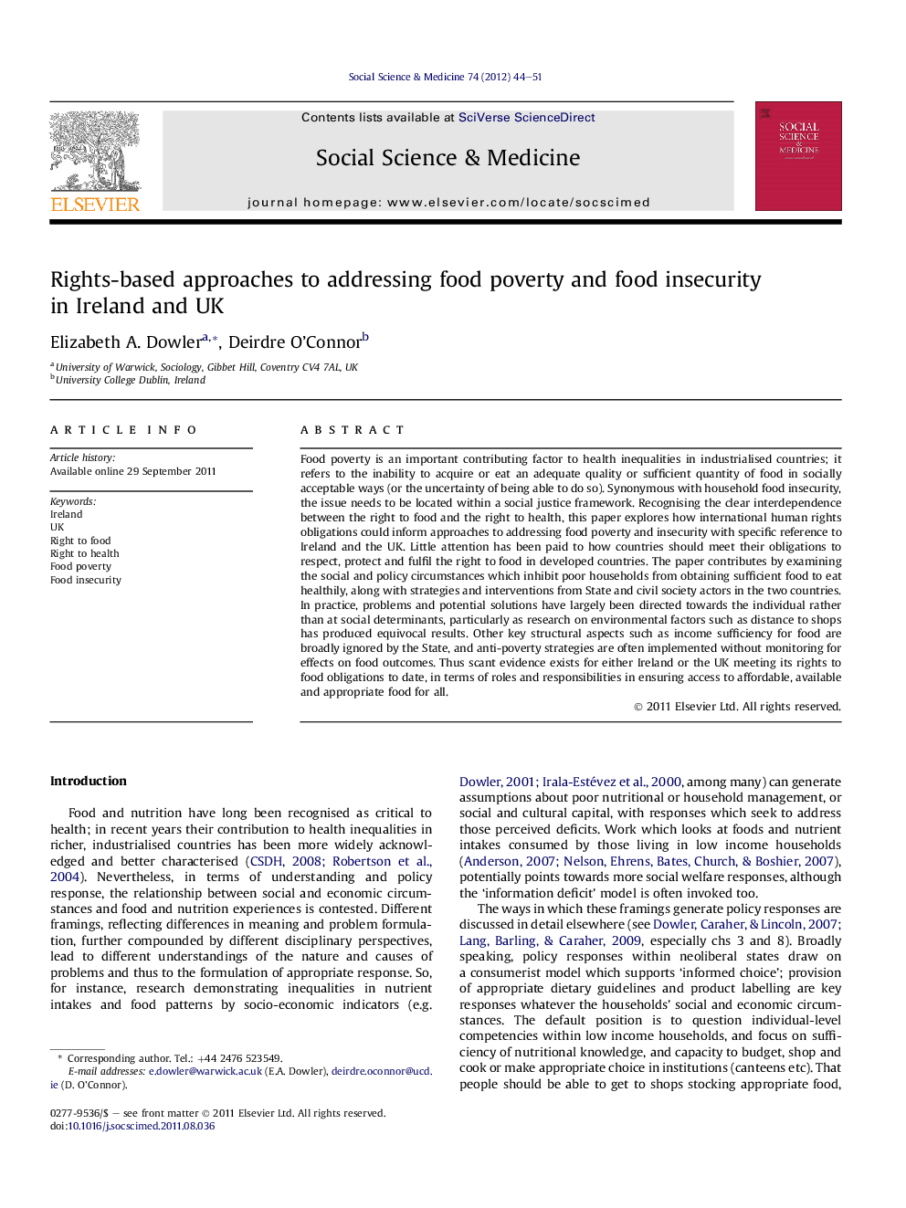 Rights-based approaches to addressing food poverty and food insecurity in Ireland and UK