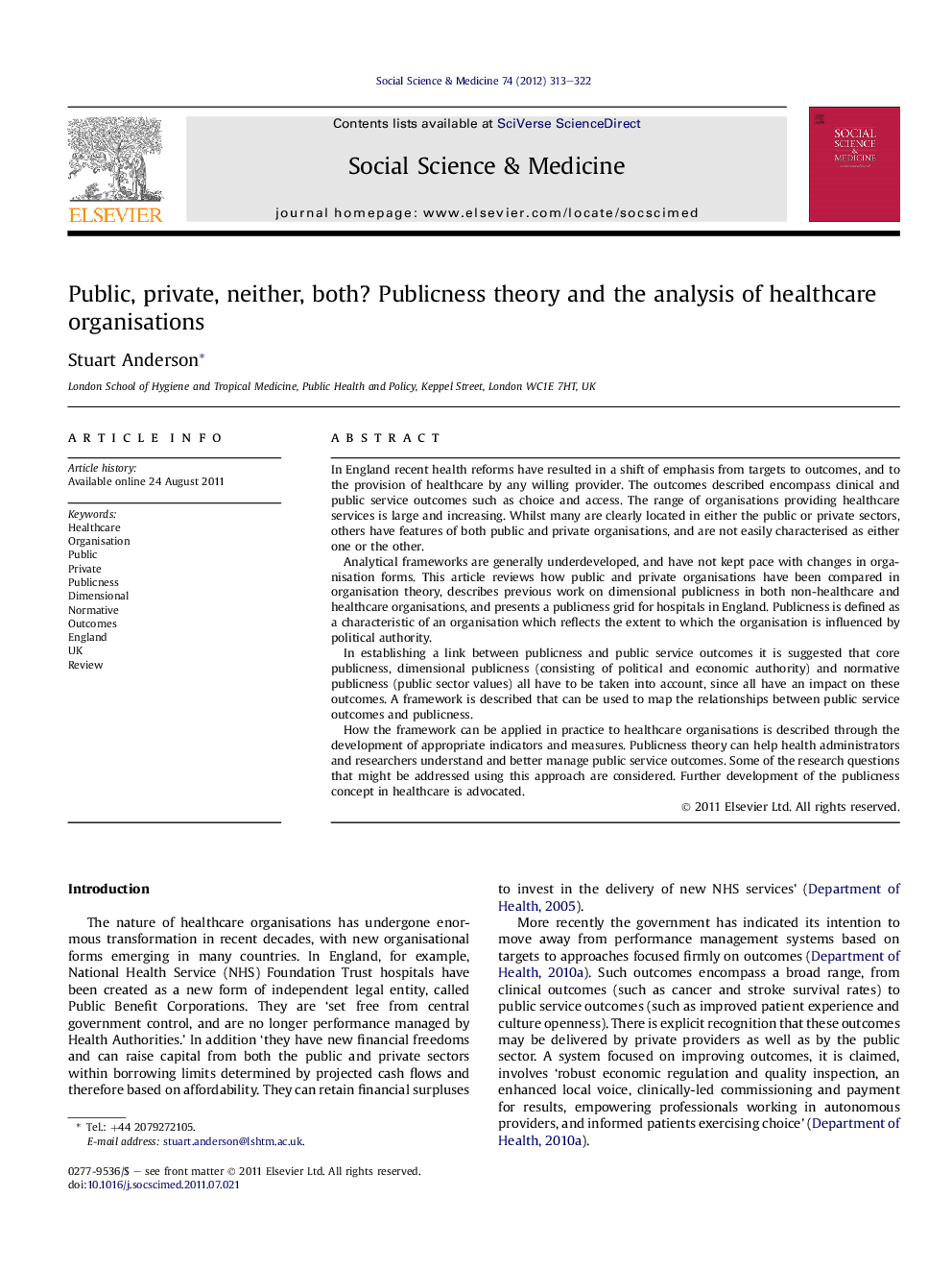 Public, private, neither, both? Publicness theory and the analysis of healthcare organisations