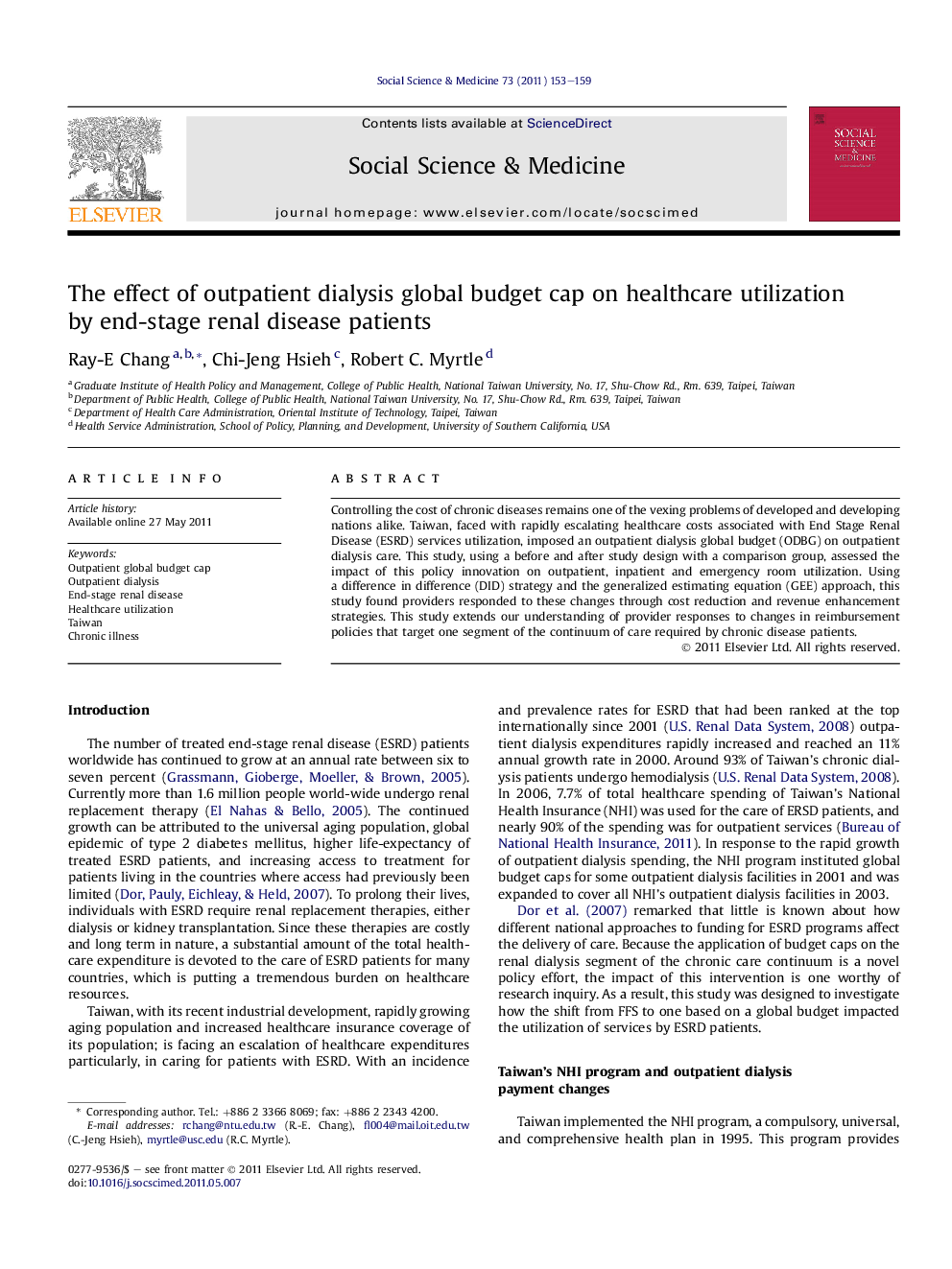 The effect of outpatient dialysis global budget cap on healthcare utilization by end-stage renal disease patients