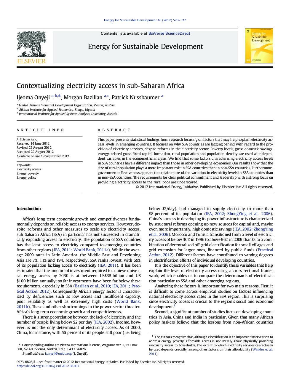 Contextualizing electricity access in sub-Saharan Africa