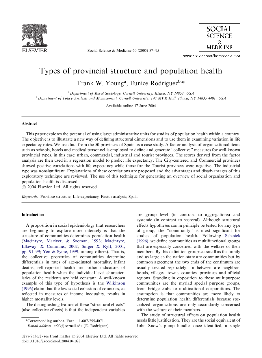 Types of provincial structure and population health