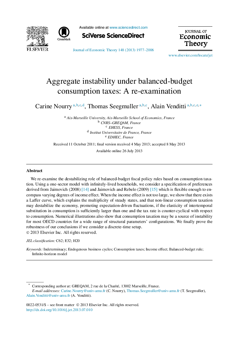 Aggregate instability under balanced-budget consumption taxes: A re-examination