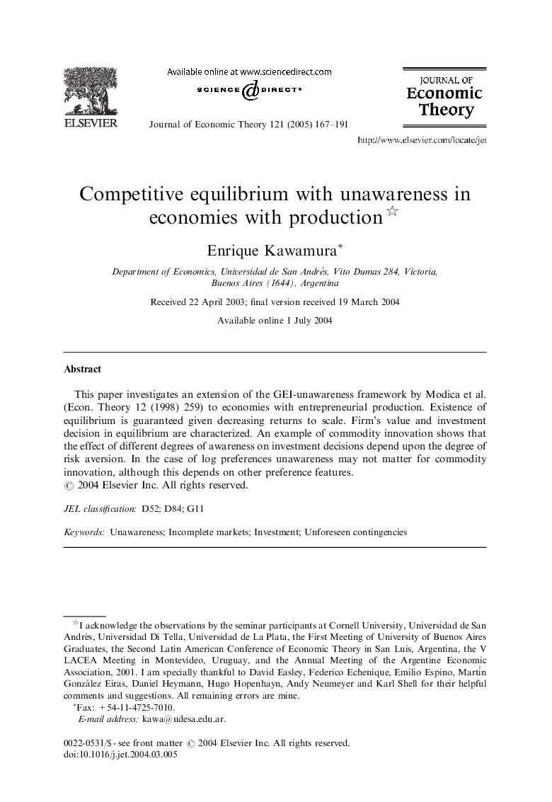 Competitive equilibrium with unawareness in economies with production