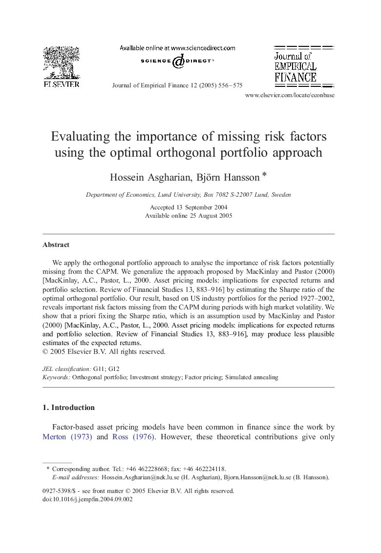 Evaluating the importance of missing risk factors using the optimal orthogonal portfolio approach