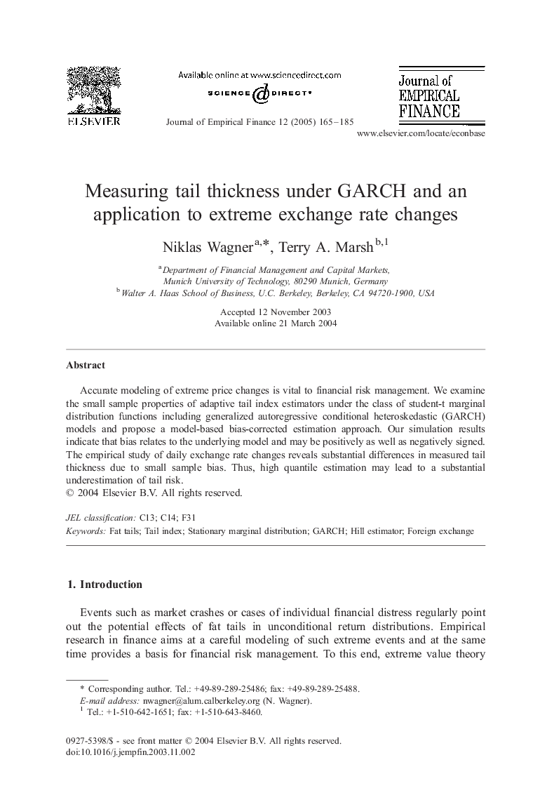 Measuring tail thickness under GARCH and an application to extreme exchange rate changes