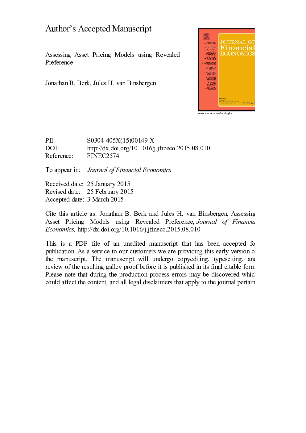 Assessing asset pricing models using revealed preference