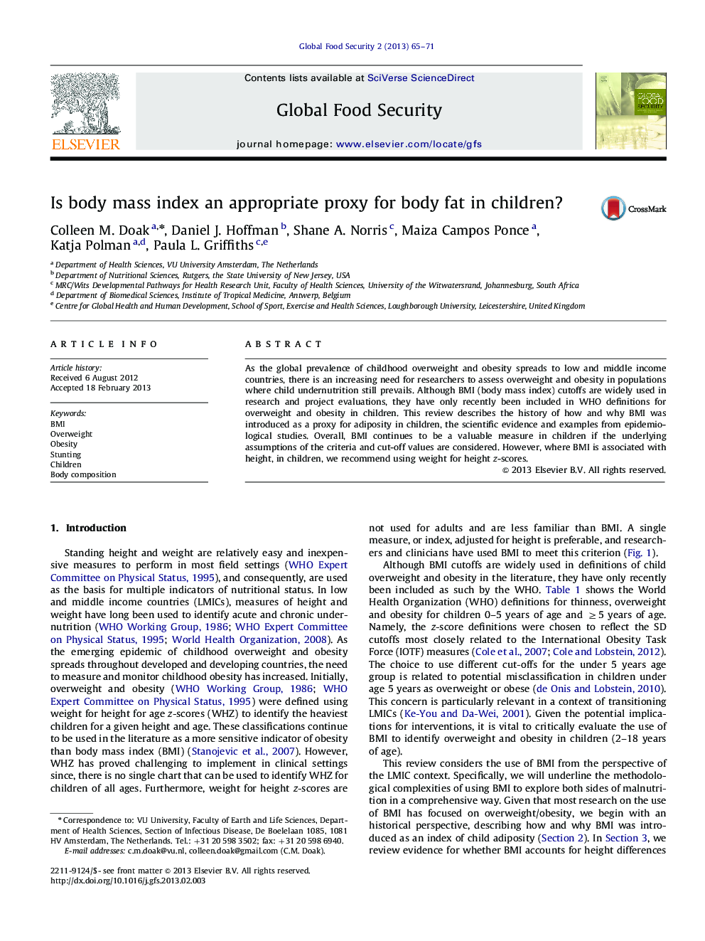 Is body mass index an appropriate proxy for body fat in children?