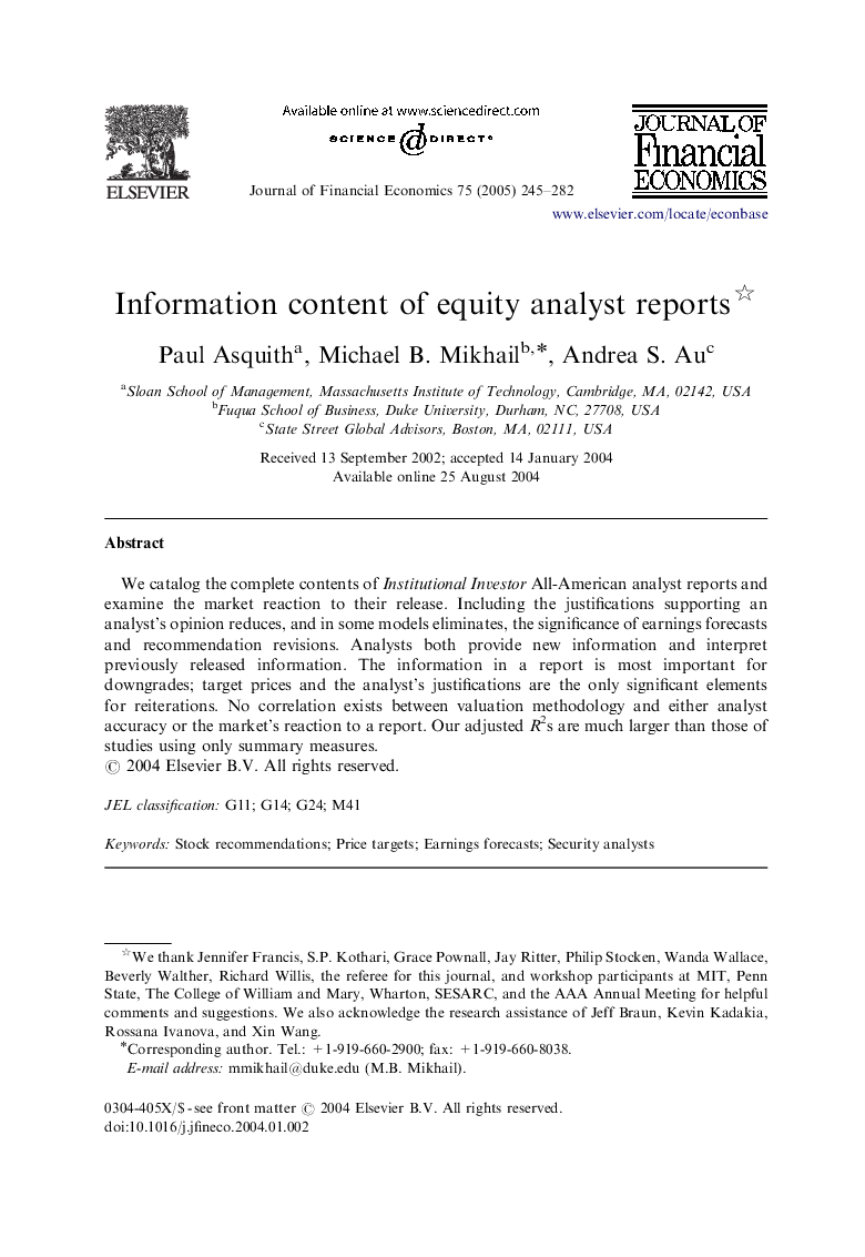 Information content of equity analyst reports