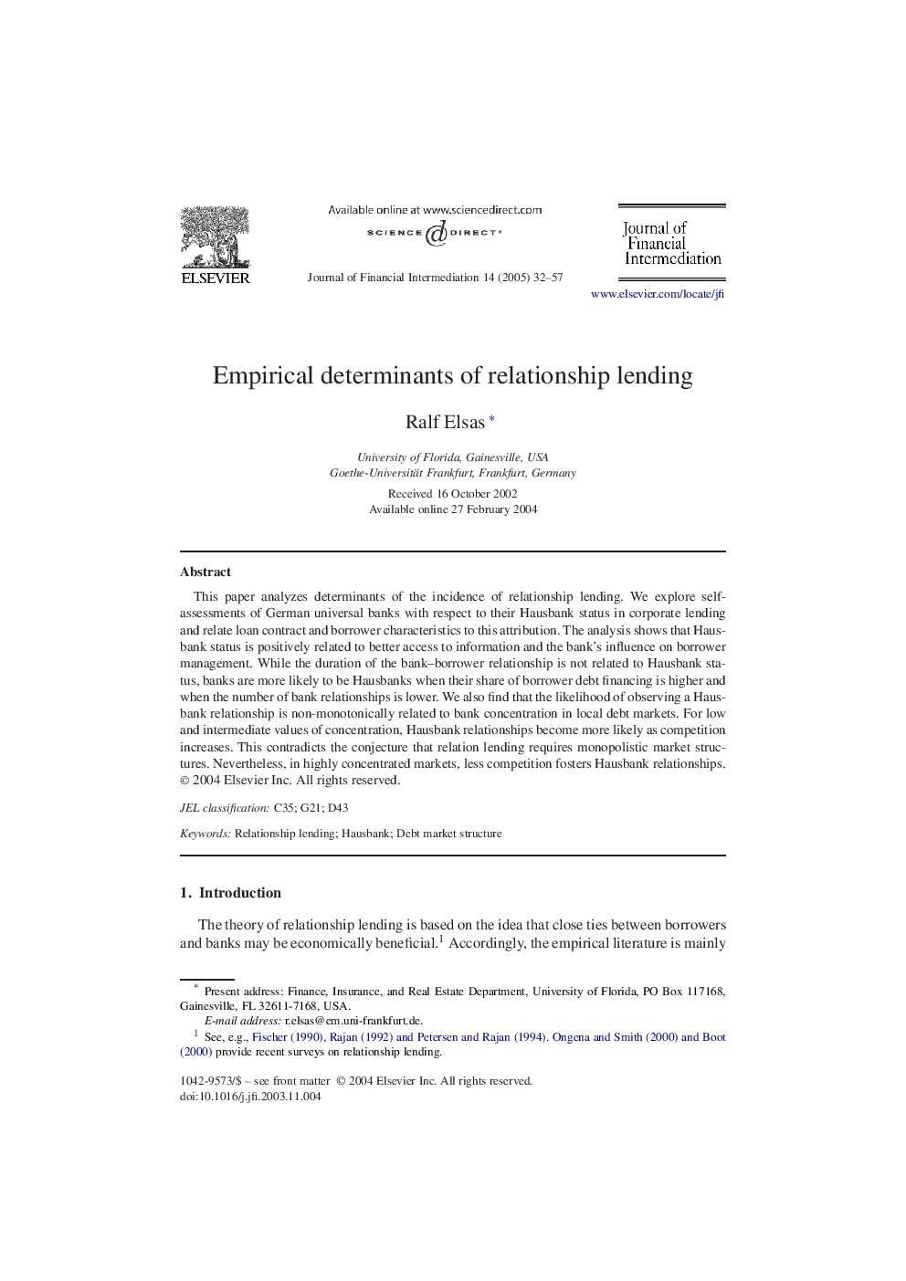 Empirical determinants of relationship lending