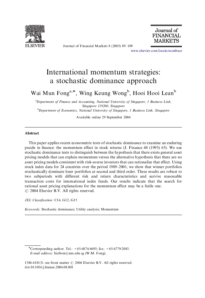 International momentum strategies: a stochastic dominance approach