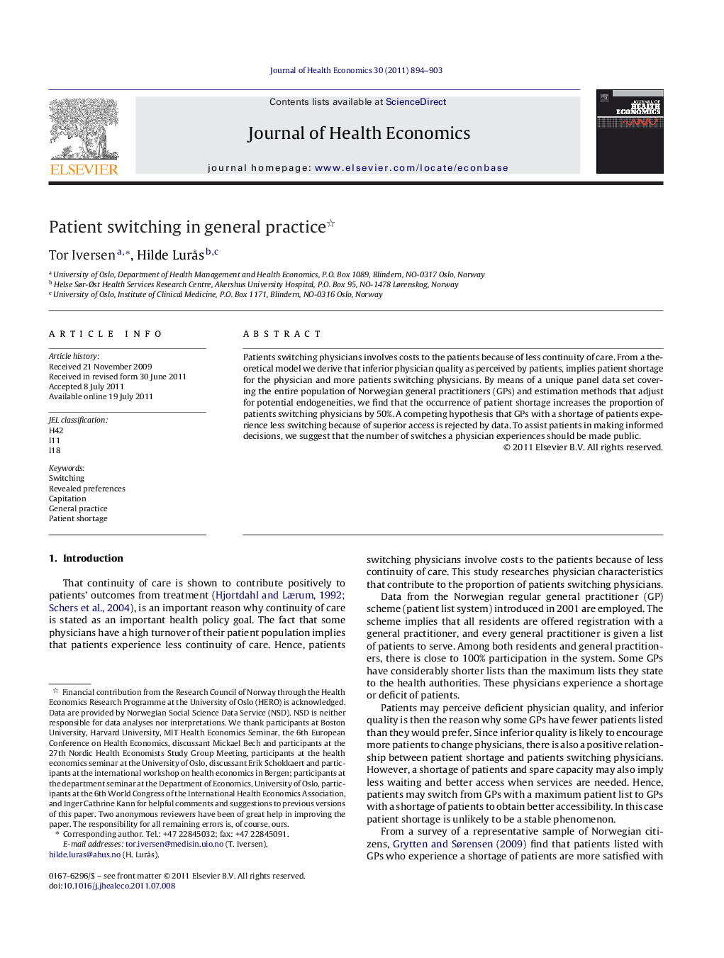 Patient switching in general practice