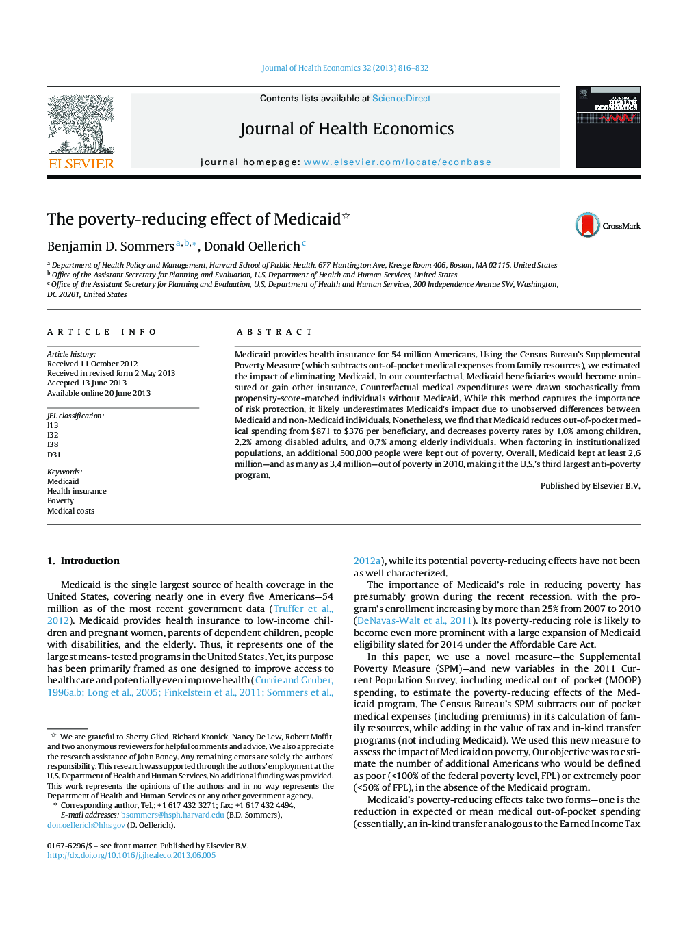 The poverty-reducing effect of Medicaid