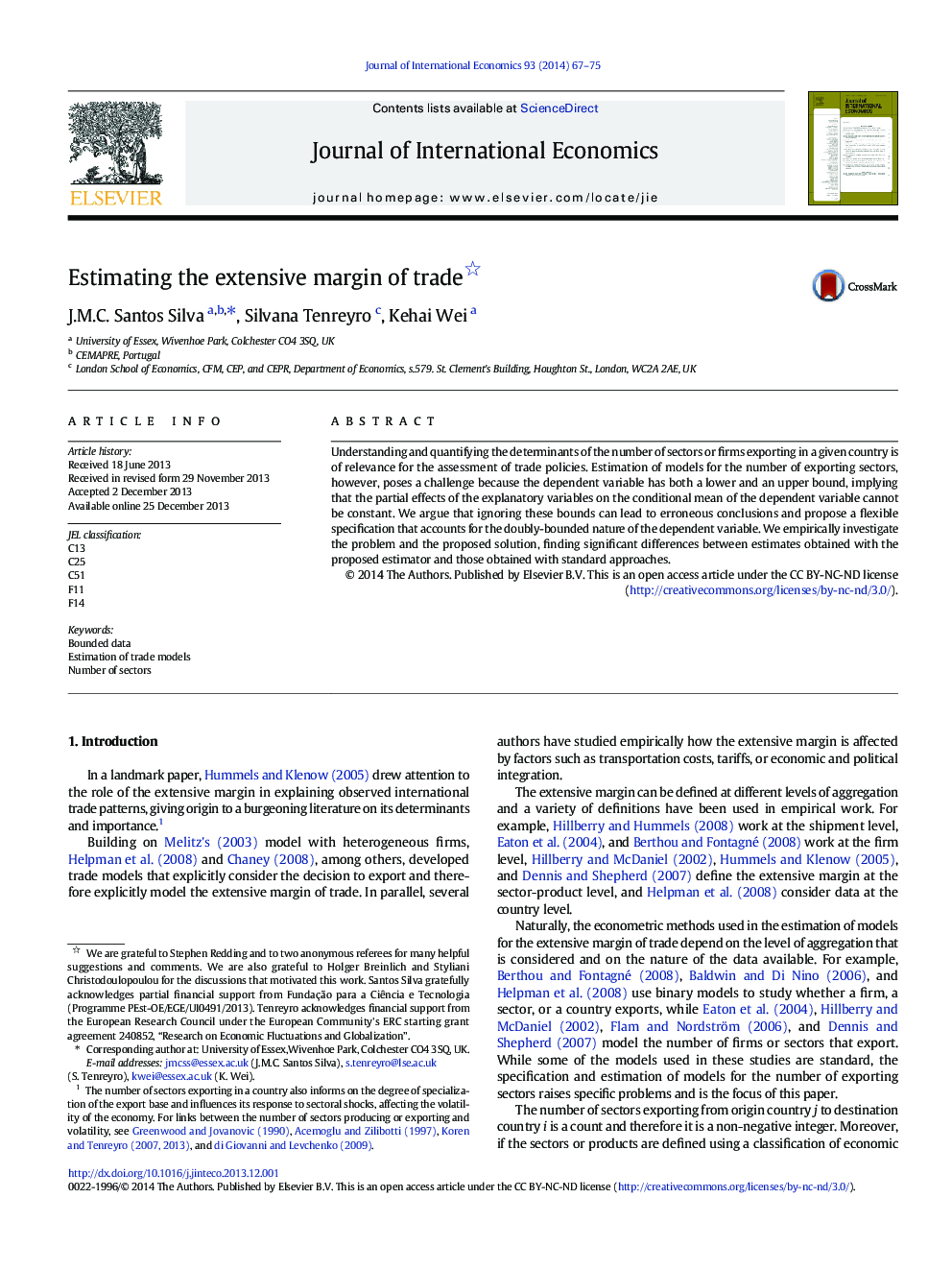 Estimating the extensive margin of trade