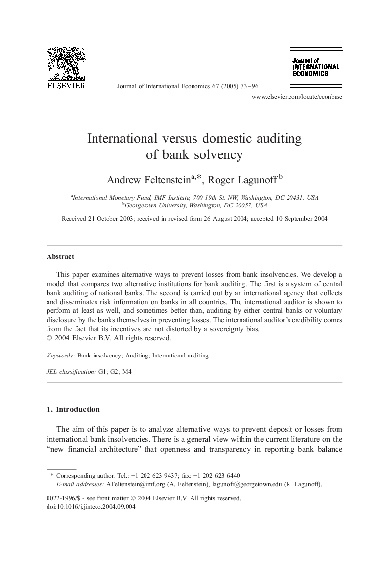 International versus domestic auditing of bank solvency