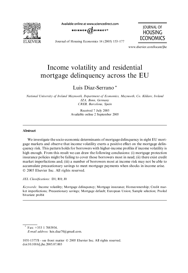 Income volatility and residential mortgage delinquency across the EU
