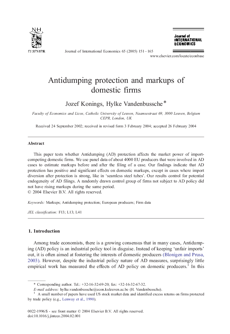 Antidumping protection and markups of domestic firms