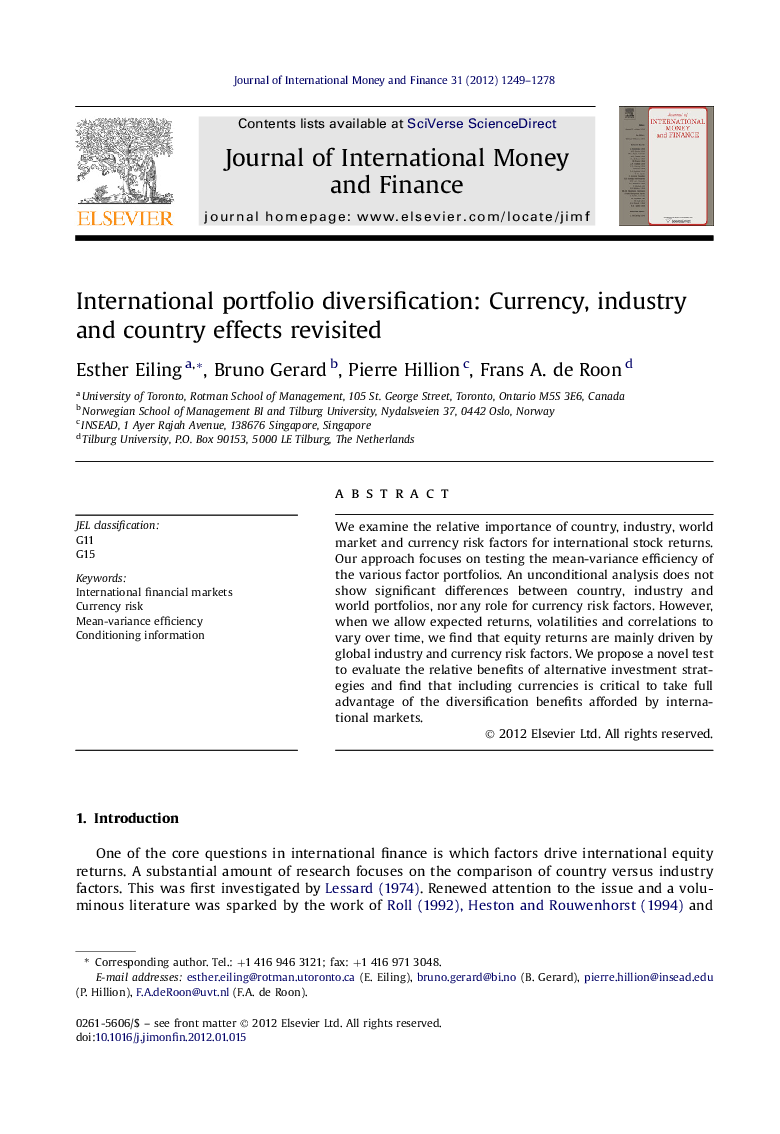 International portfolio diversification: Currency, industry and country effects revisited