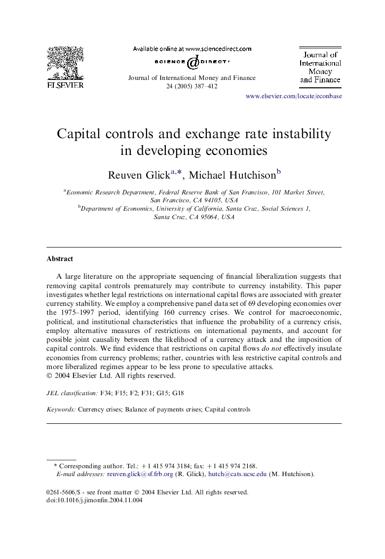 Capital controls and exchange rate instability in developing economies