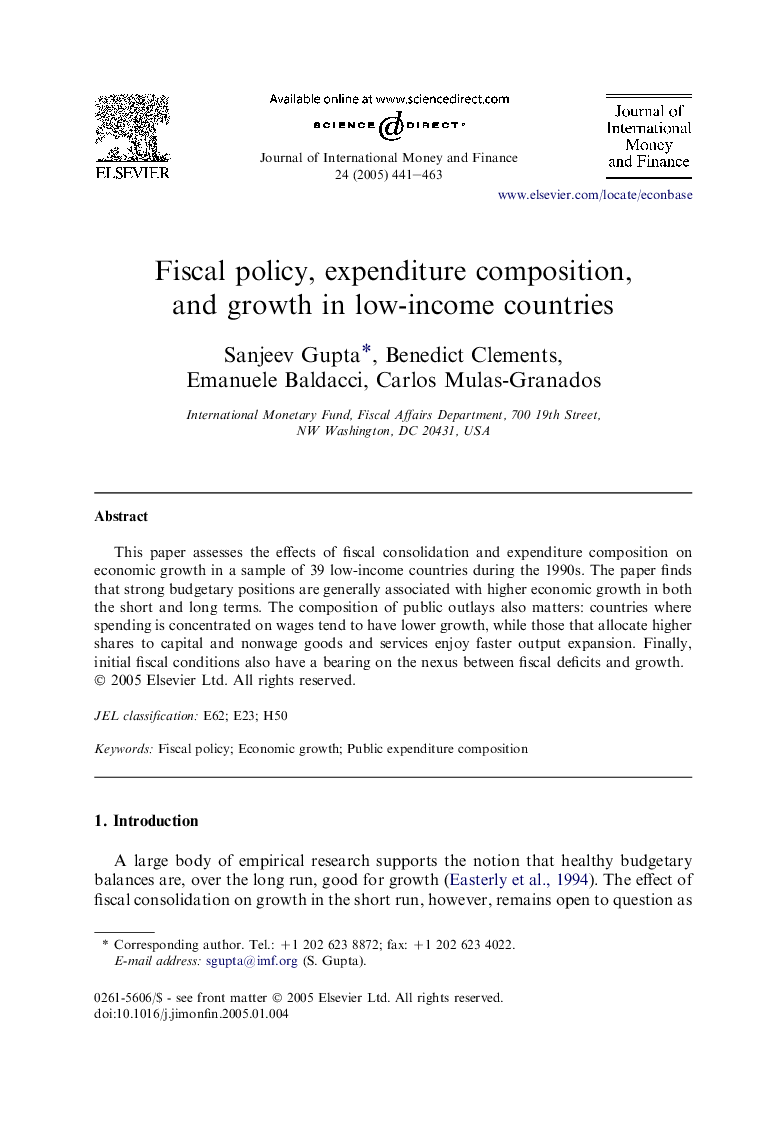 Fiscal policy, expenditure composition, and growth in low-income countries