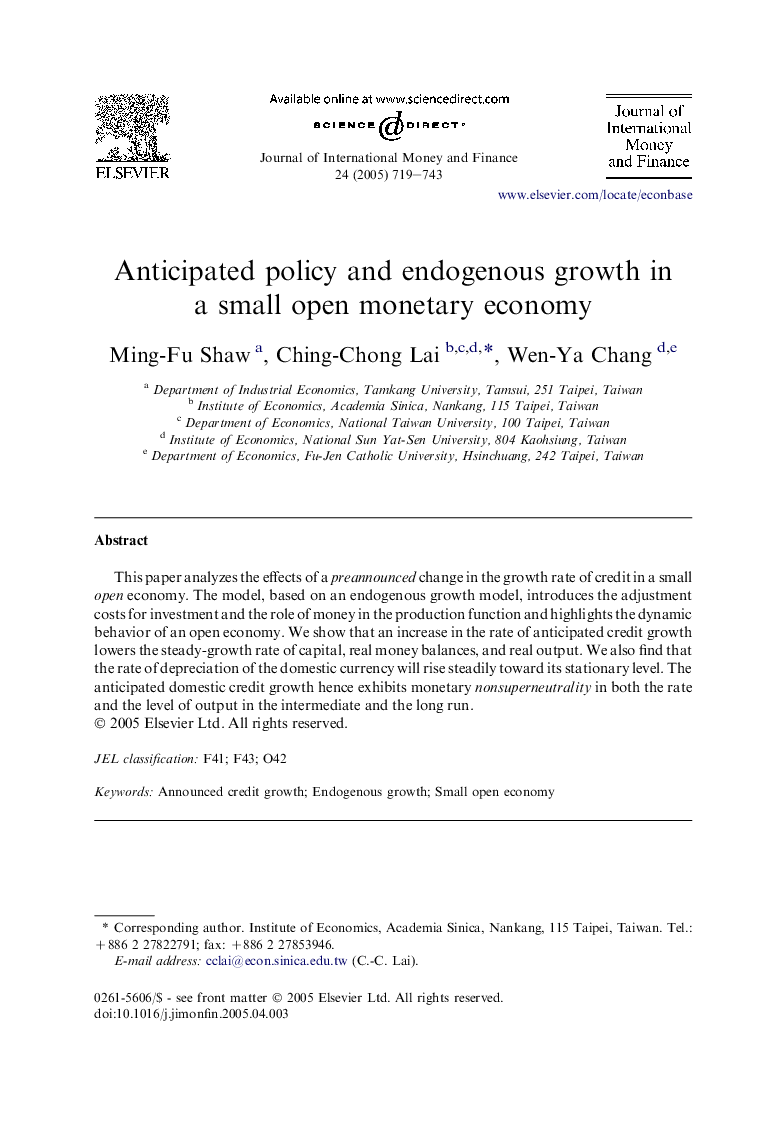 Anticipated policy and endogenous growth in a small open monetary economy