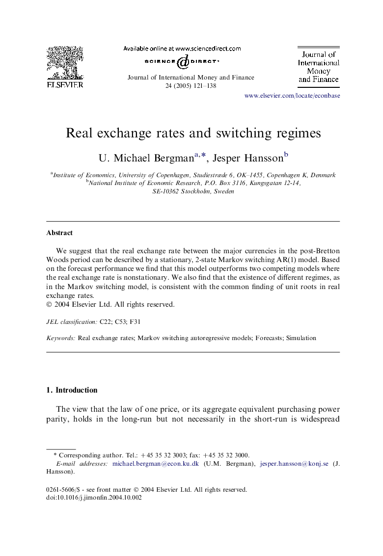 Real exchange rates and switching regimes