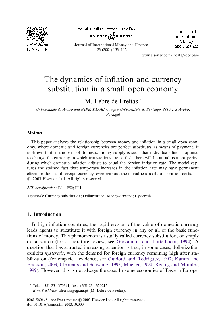 The dynamics of inflation and currency substitution in a small open economy