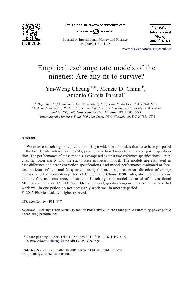 Empirical exchange rate models of the nineties: Are any fit to survive?