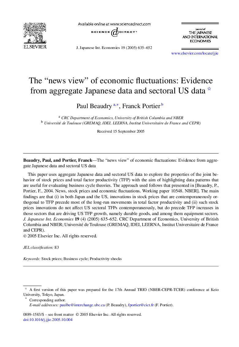 The “news view” of economic fluctuations: Evidence from aggregate Japanese data and sectoral US data