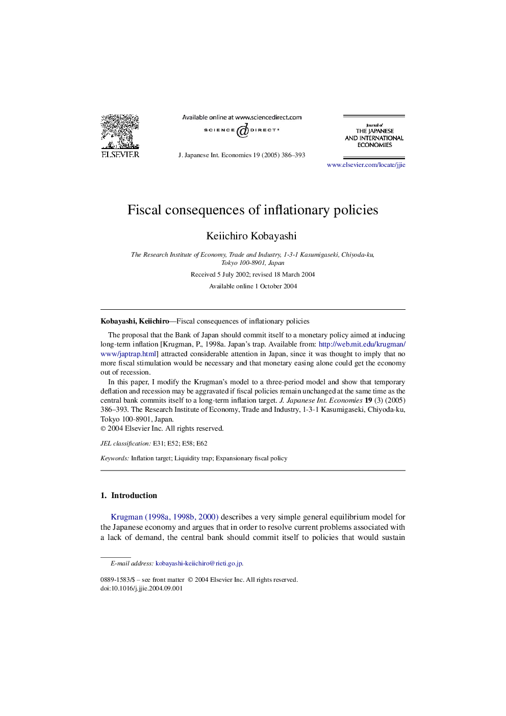 Fiscal consequences of inflationary policies