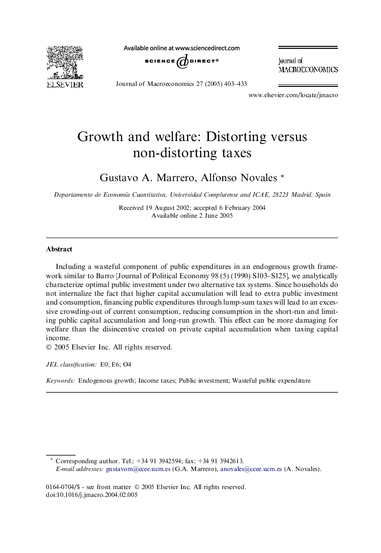 Growth and welfare: Distorting versus non-distorting taxes