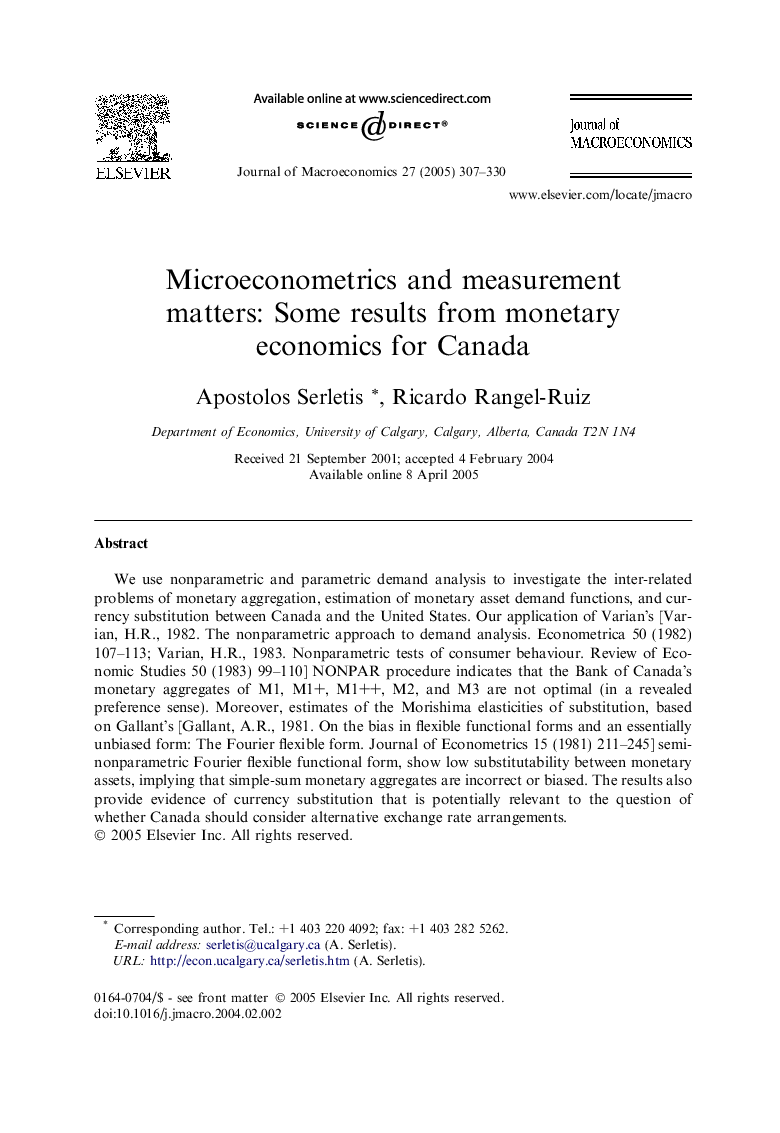 Microeconometrics and measurement matters: Some results from monetary economics for Canada
