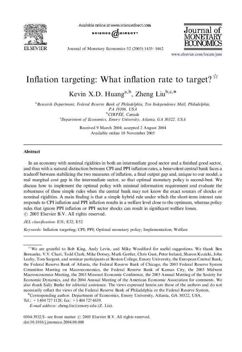 Inflation targeting: What inflation rate to target?