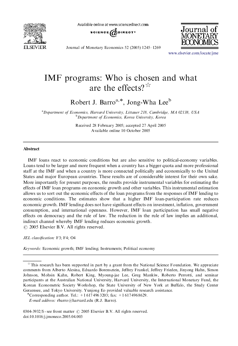 IMF programs: Who is chosen and what are the effects?