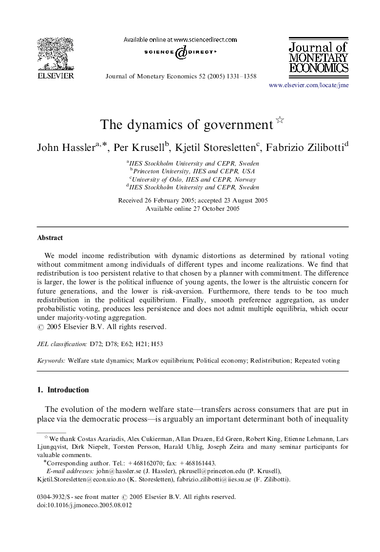 The dynamics of government