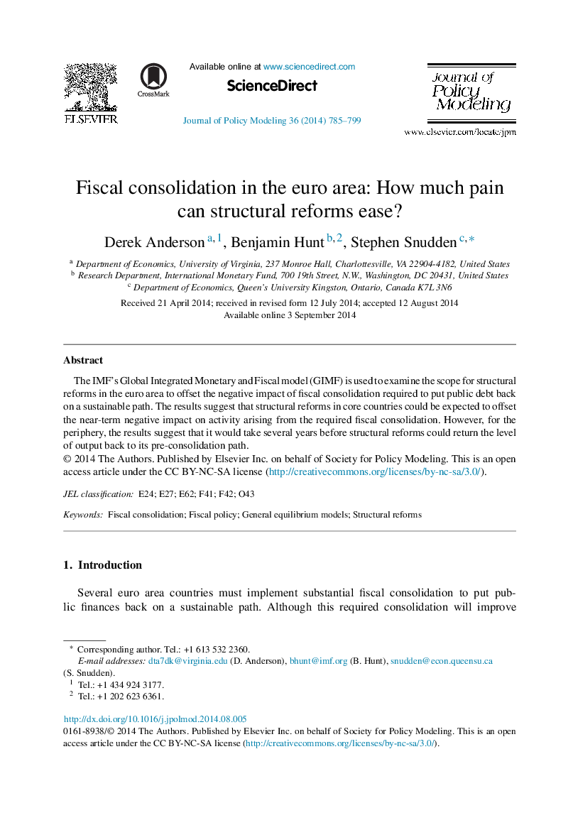 Fiscal consolidation in the euro area: How much pain can structural reforms ease?