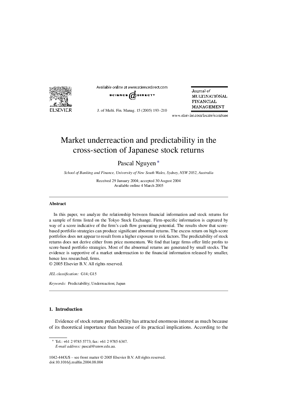 Market underreaction and predictability in the cross-section of Japanese stock returns