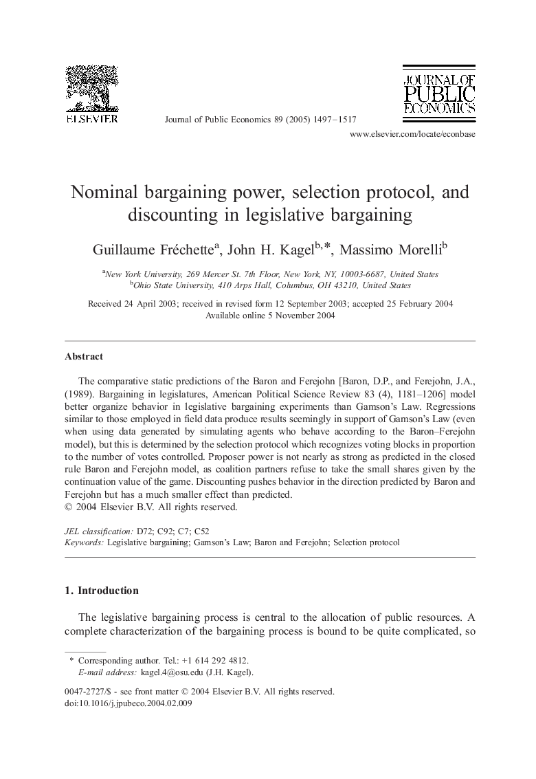 Nominal bargaining power, selection protocol, and discounting in legislative bargaining