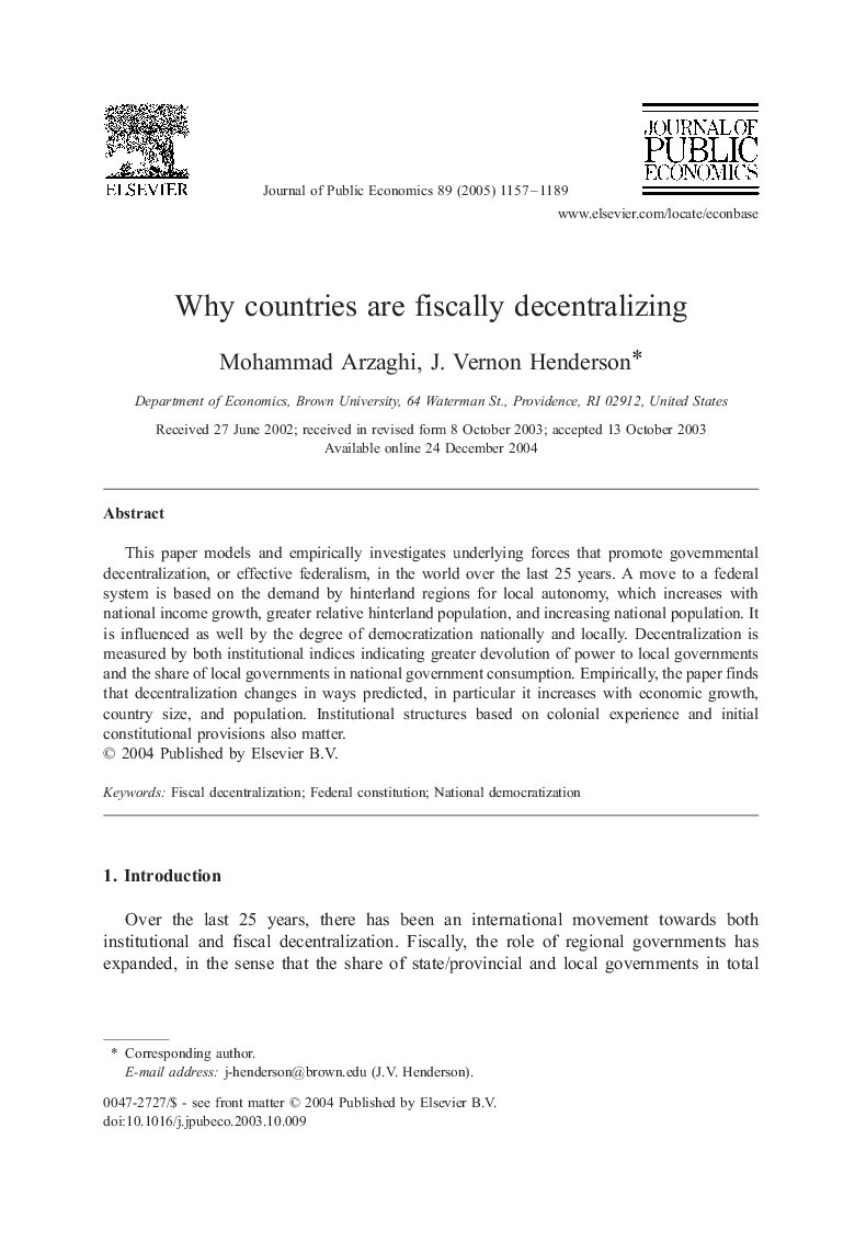 Why countries are fiscally decentralizing