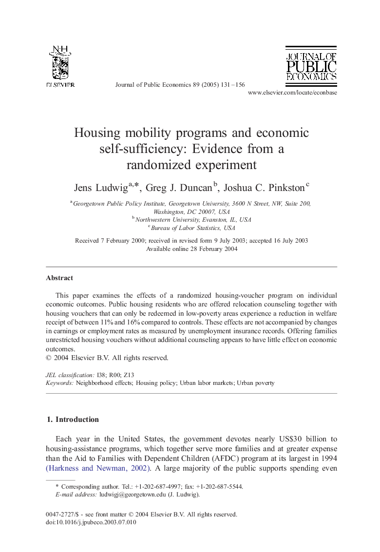 Housing mobility programs and economic self-sufficiency