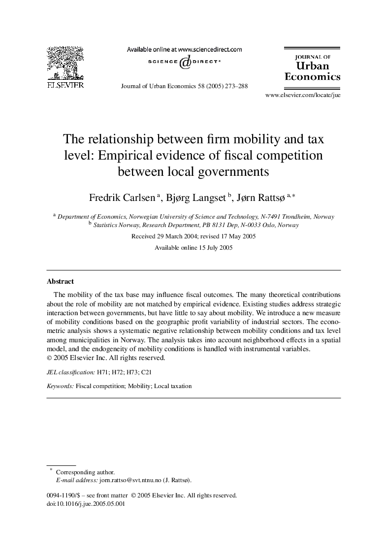 The relationship between firm mobility and tax level: Empirical evidence of fiscal competition between local governments
