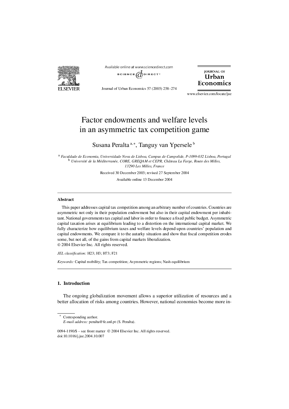 Factor endowments and welfare levels in an asymmetric tax competition game