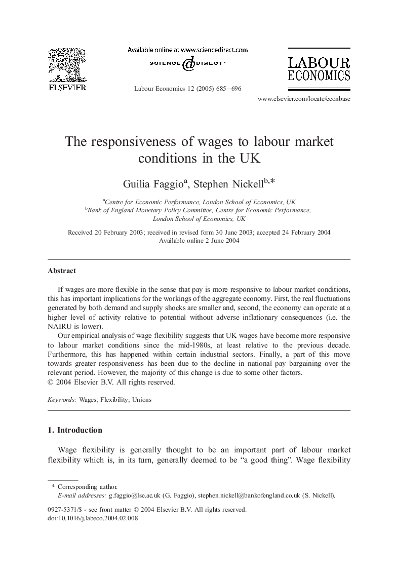 The responsiveness of wages to labour market conditions in the UK