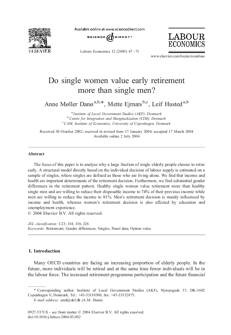 Do single women value early retirement more than single men?