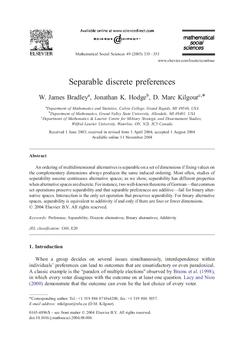 Separable discrete preferences