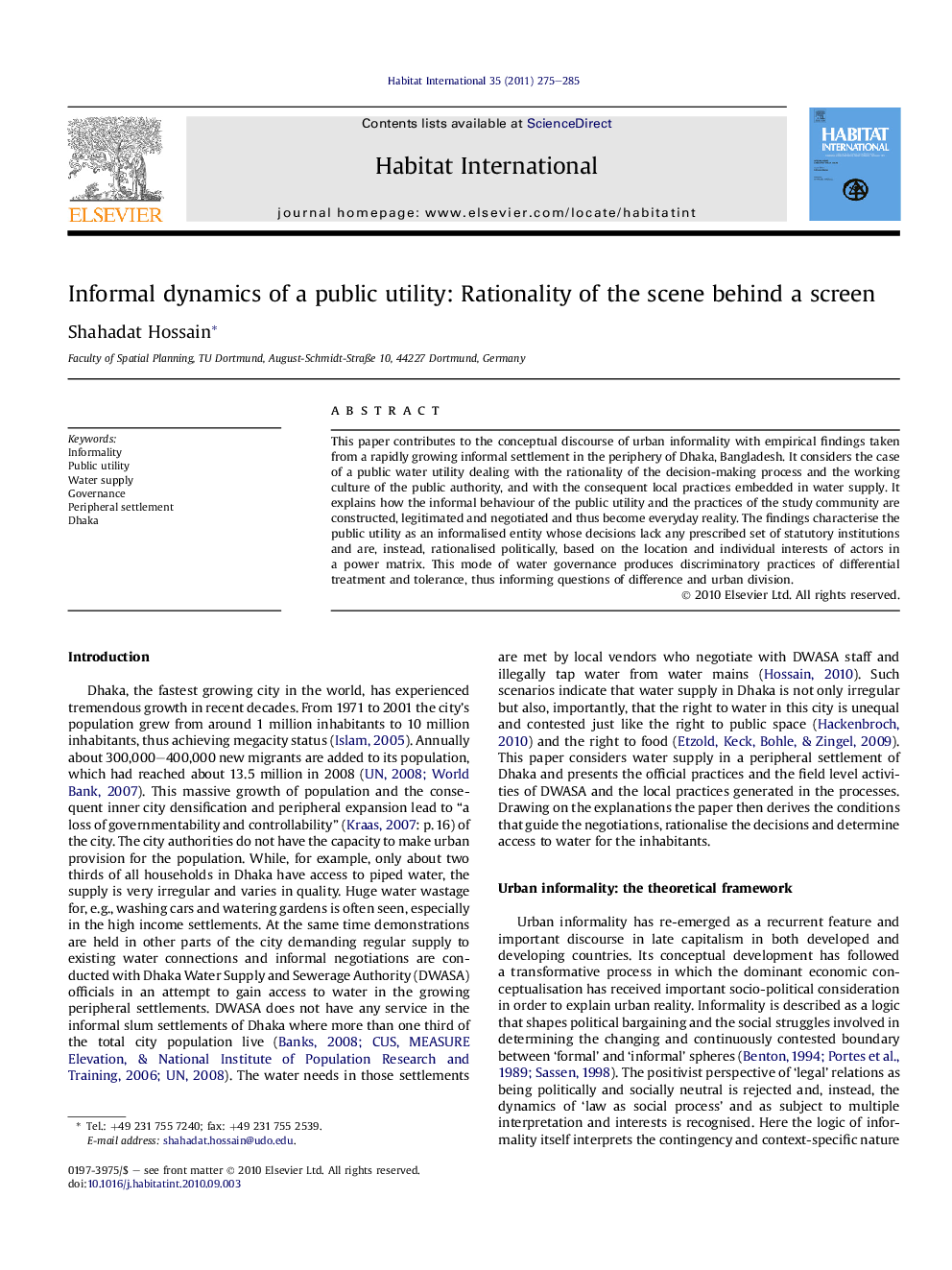 Informal dynamics of a public utility: Rationality of the scene behind a screen