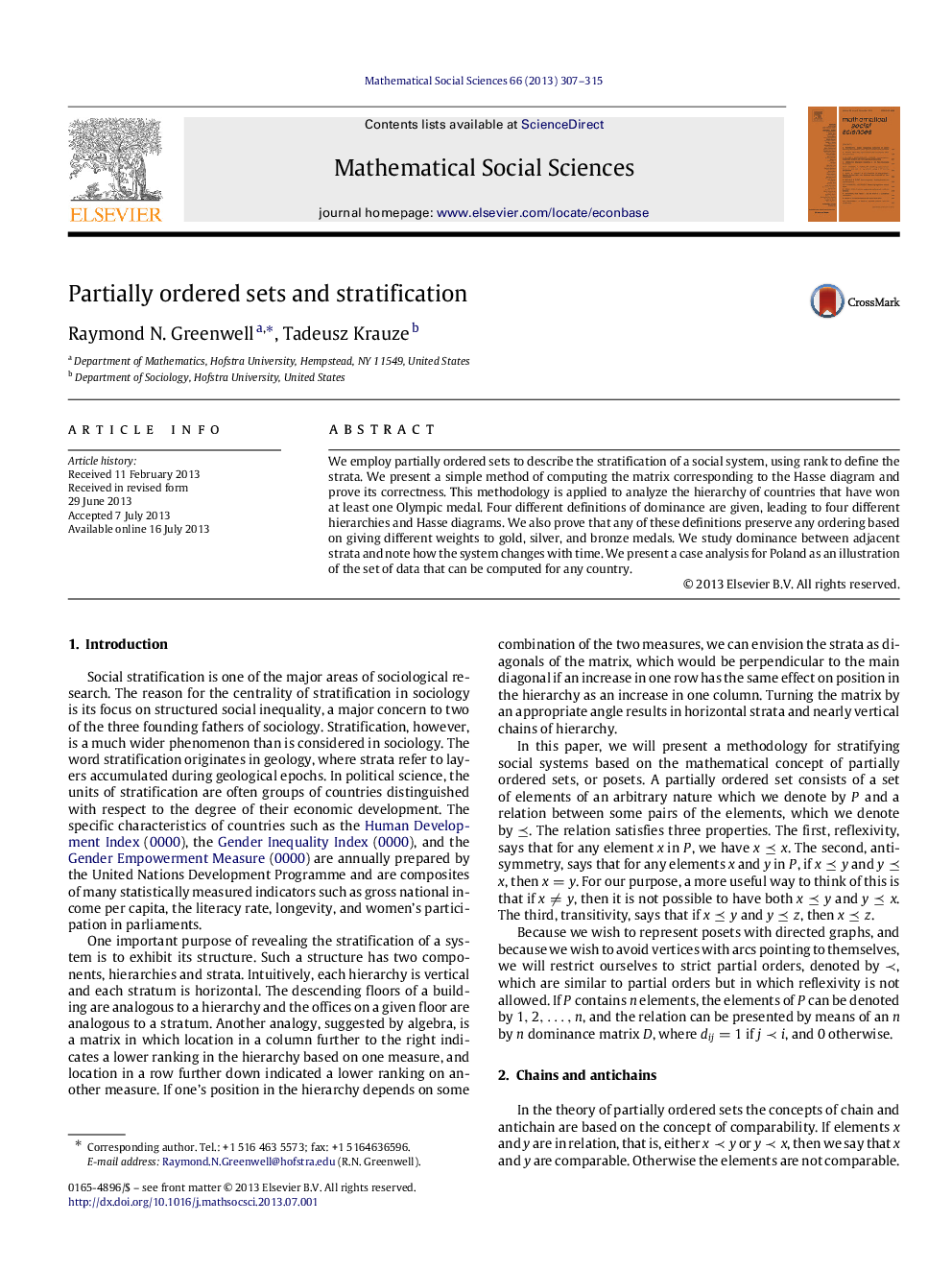 Partially ordered sets and stratification