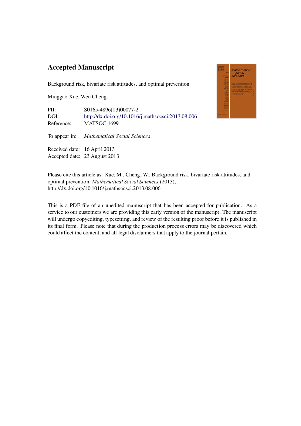 Background risk, bivariate risk attitudes, and optimal prevention