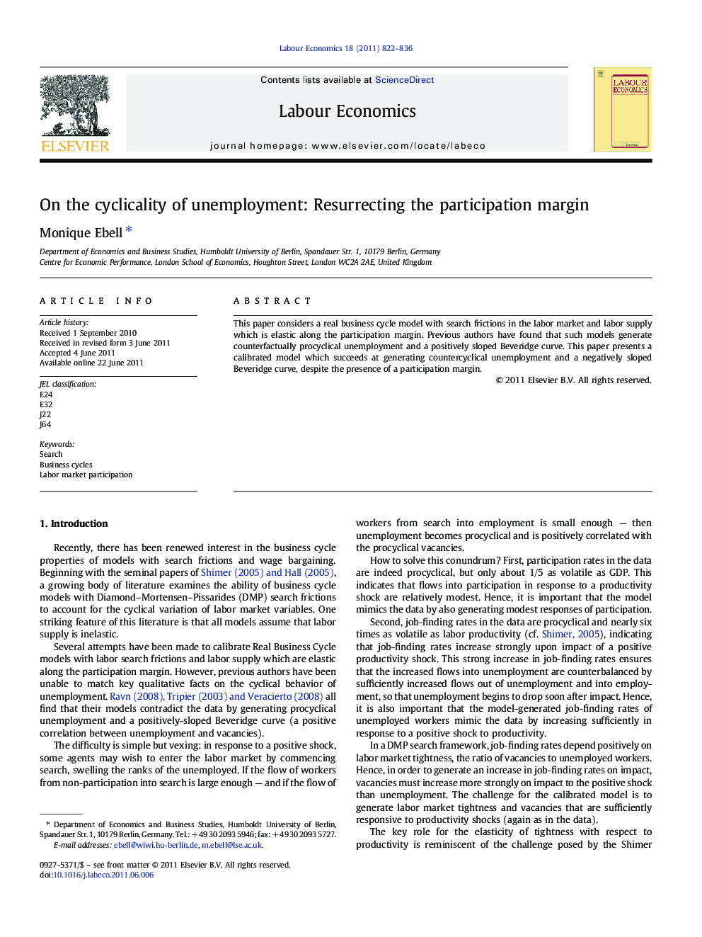 On the cyclicality of unemployment: Resurrecting the participation margin